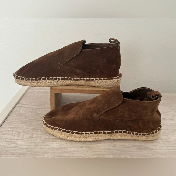 Vince Shoes - Vince Ronan Suede Slip On Espadrille Shoes Chukka Booties Luxe Brown Size 6